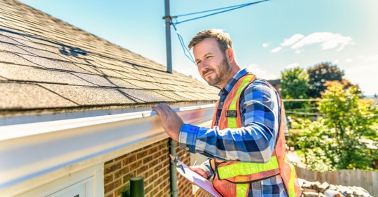 man looking at roof